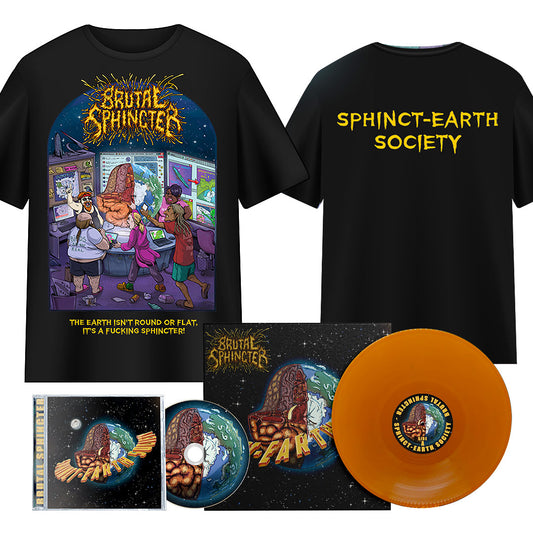 Brutal Sphincter - Sphincht-Earth-Society - T-shirt + Orange Vinyl + CD Bundle