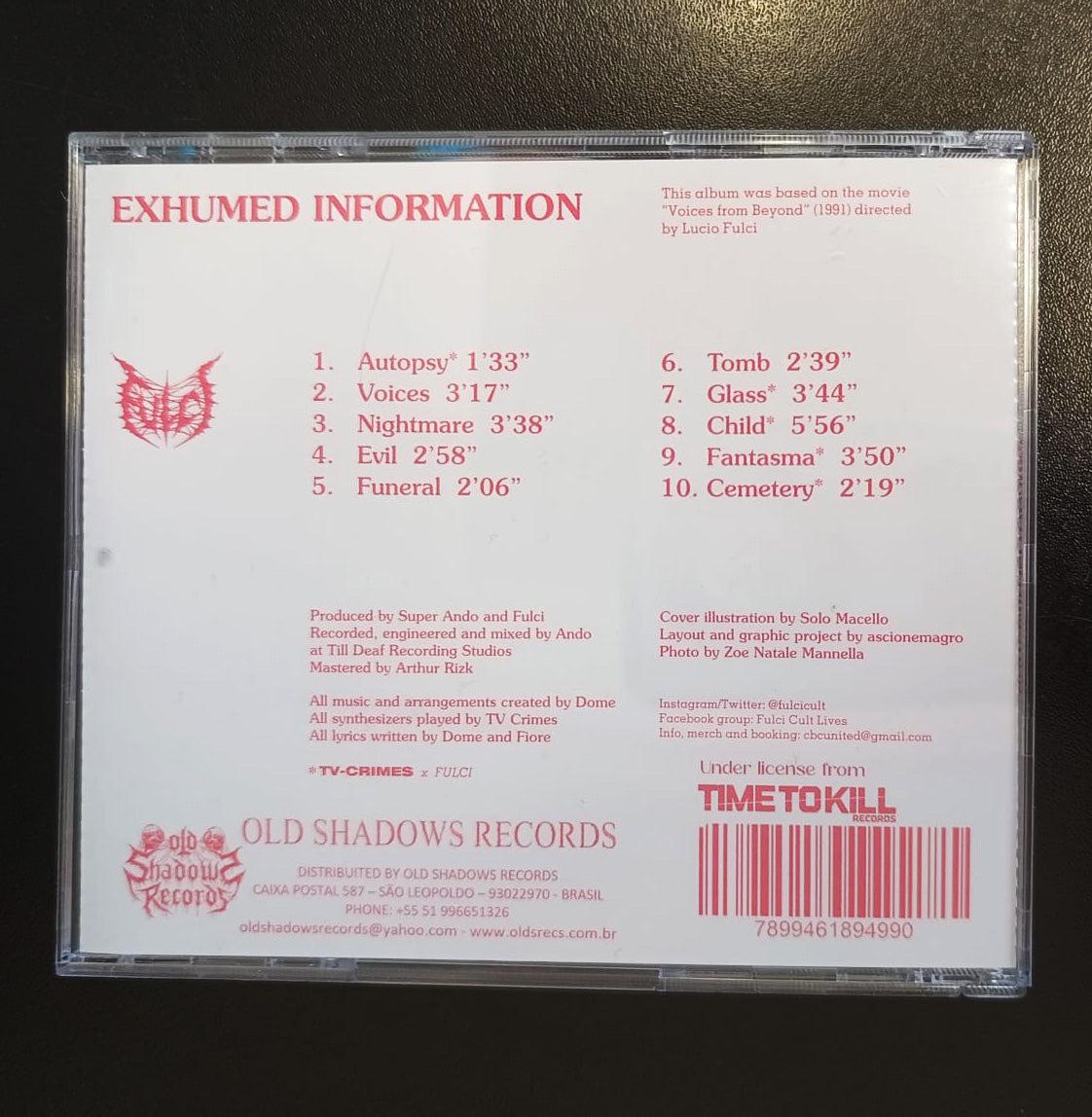 Fulci "Exhumed Information" CD Jewel Case - Brazilian Edition