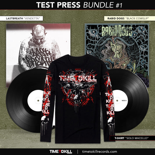 Test press Bundle: Rabid Dogs "Black Cowslip" + Lastbreath "Vendetta" + TTK Solo Macello longsleeve