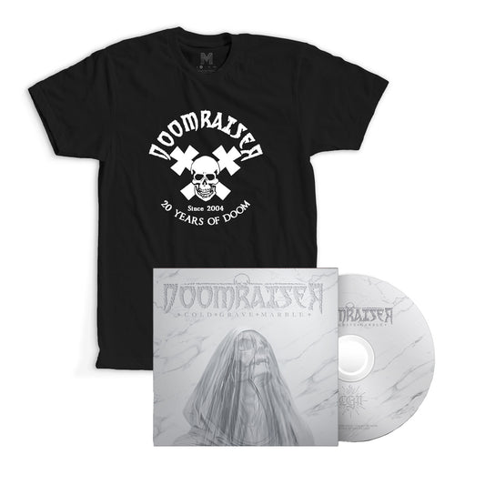 Doomraiser "Cold Grave Marble" cd digipack + tee white logo bundle