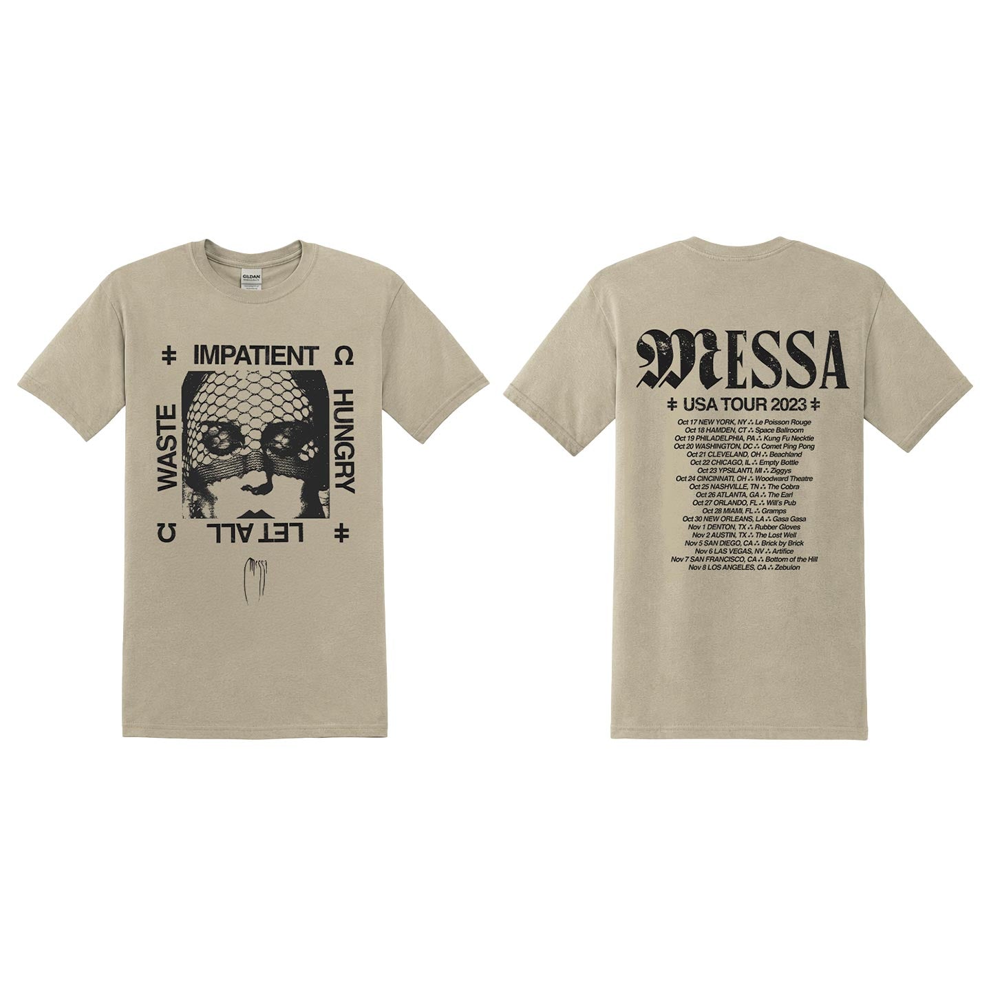 Messa - Tan Impatient Tour Shirt Black Ink