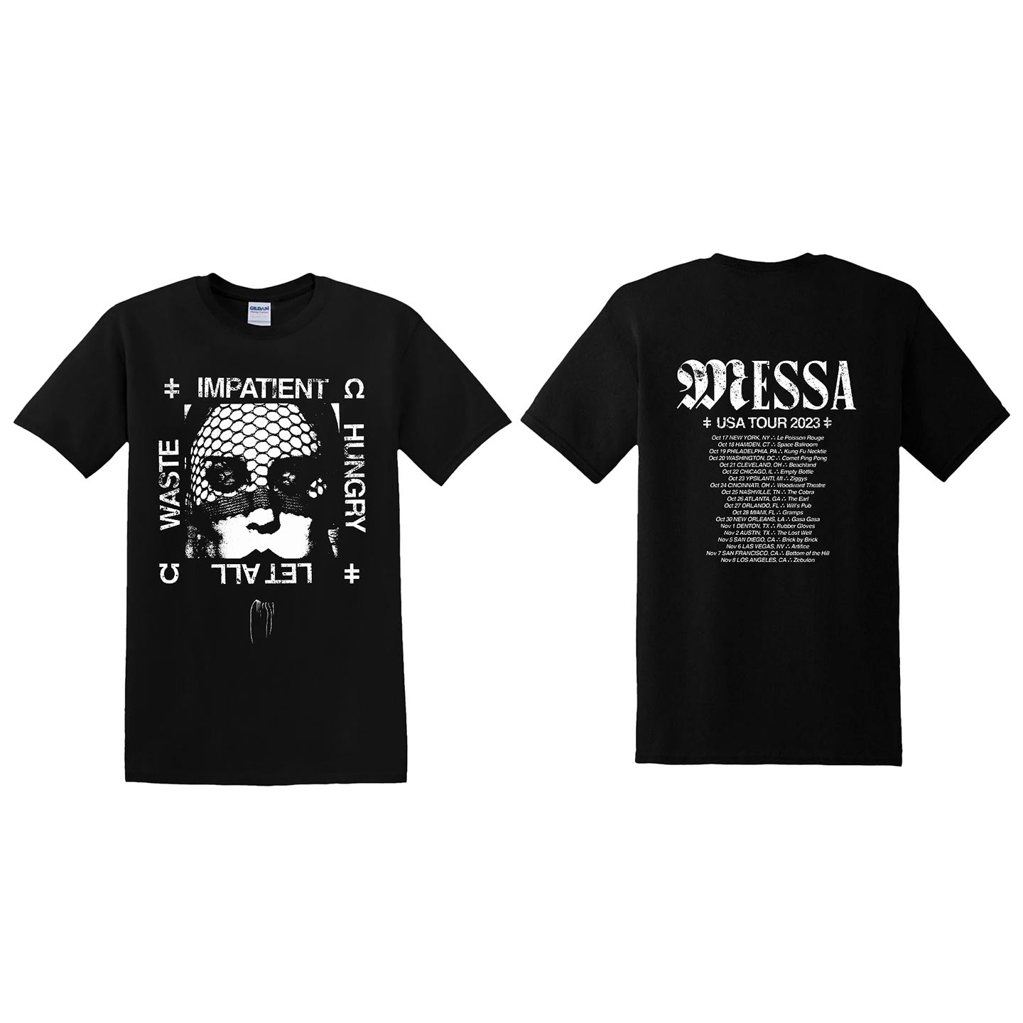 Messa - Impatient Black Tour Shirt White Ink